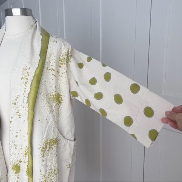 ELIZABETH SUZANN CLYDE JACKET TRENCH HANDPAINTED UPCYCLED COTTON CANVAS XXS/XS - Picture 5 of 14